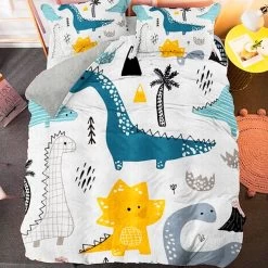 Parure De Lit Dinosaure Palmier Dino