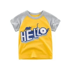 T-shirt Dinosaure Manches Courtes Jaune