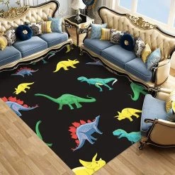 Tapis Dinosaure Rectangulaire -Le Monde Des Dinosaures TapisDinosaureRectangulairenoir