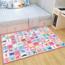 Tapis Dinosaure Rose Mosaïque