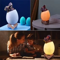 Lampe Dinosaure Oeuf Tricératops -Le Monde Des Dinosaures Veilleusedinosaureenfant