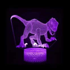 Lampe Dinosaure 3D Raptor -Le Monde Des Dinosaures raptorlumiere3Dviolette